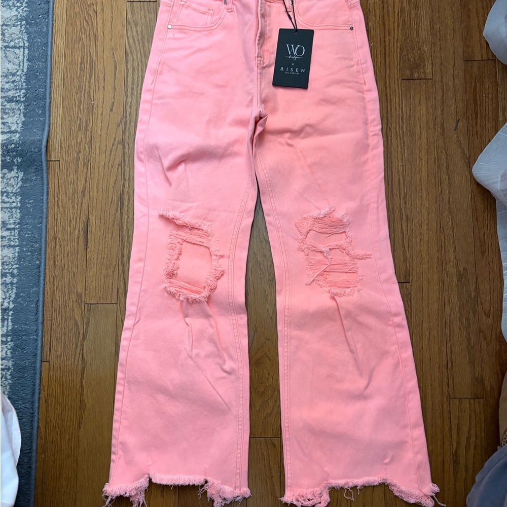 Women's Pink Flare Jeans